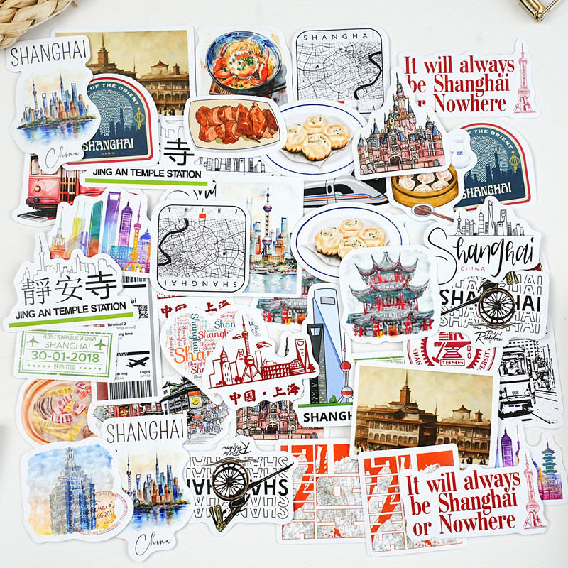 

Mr. Paper, 30pcs/pack, Shanghai Landscape Handmade Decoration Material Cut Film Stickers, Phone Case Notebook Scrapbook Collage