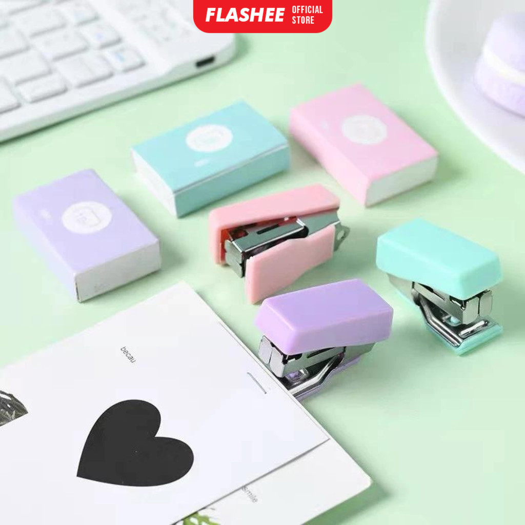 

Stapler Mini Set Macaron Color Staples Kecil Portabel Free Isi Perlengkapan Kantor Mini Staples