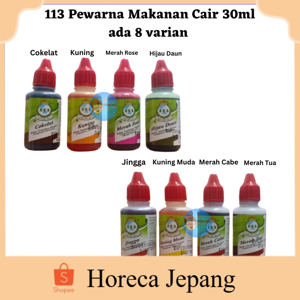 

113 Pewarna Makanan Cair 30ml ada 8 varian / Warna Warni Makanan/ Pewarna Makanan