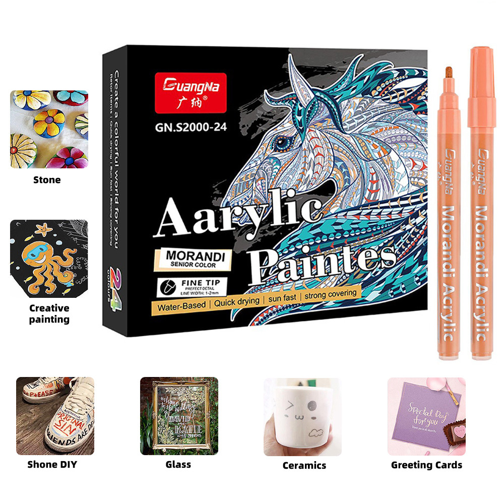 

12-48 Colors Acrylic Paint Markers Morandi Colour Set High-Quality Painting Scrapbooking Art Supplies Artist Markers Brush Pens