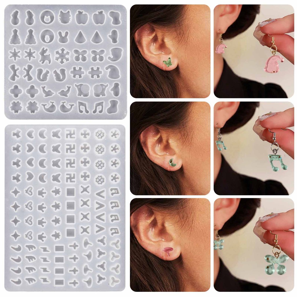 

Earring Stud Resin Silicone Molds UV Resin Charms Casting Mould Tiny Jewelry Mold for DIY Mini Jewelry Craft Making