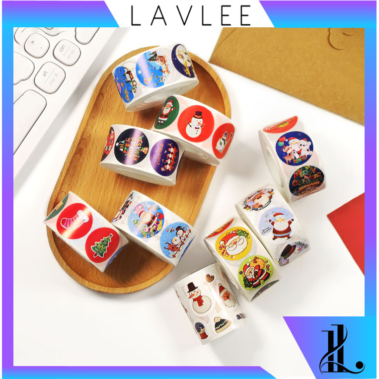 

LAVLEE - 6464 Stiker Label Kemasan Hampers / 500 PCS Cute Christmas Sticker / Packing Label Sticker Natal / 1 Roll 500 PCS Sticker