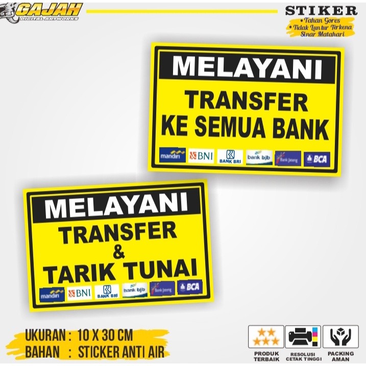 

Sticker Tarik Tunai / Sticker Transfer / Sticker Tarik Tunai Dan Transfer / Jual Stiker Tulisan Tarik Tunai / Stiker Transfer Antar Bank