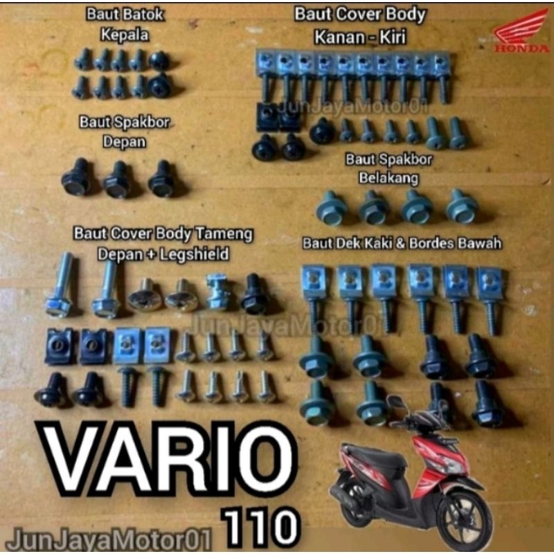 Baut Lengkap Fullset Body Honda Vario 110 Karbu / Baut Lengkap Full Set Bodi Vario 110 Karbu