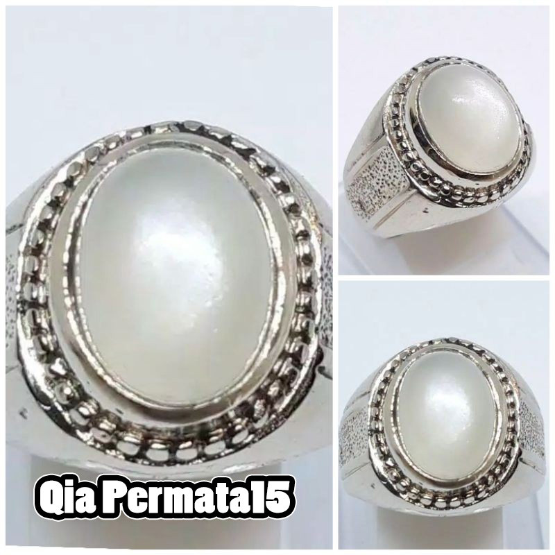 Batu cincin natural biduri bulan ring silver