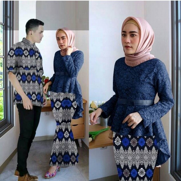 BGH-COUPLE AURORA BATIK BRUKAT Sarimbit Couple Terbaru Lebaran 2025 Kemeja Koko Dan Gamis 2 Kombinas