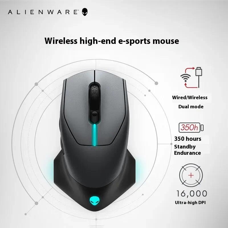 Alienware Wired/Wireless Game Mouse AW610M:16000 DPI Optical Sensor-7 Buttons-3-ZONE Alienfx RGB Lig