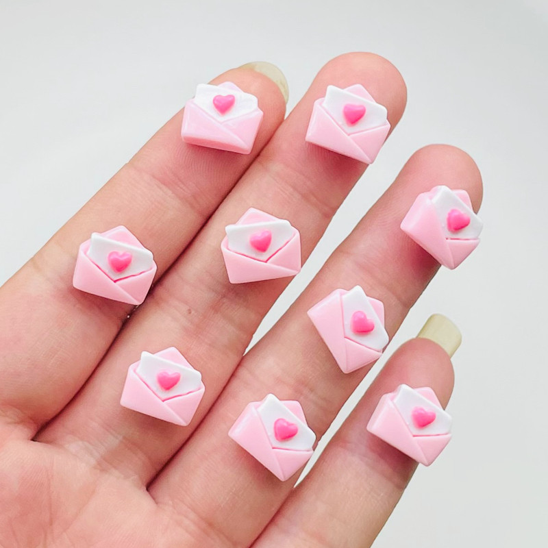 

30 Pcs New Cute Resin Mini Pink Envelope Flat Back Stone Figurines DIY Jewelry Wedding Scrapbook Manicure Accessories