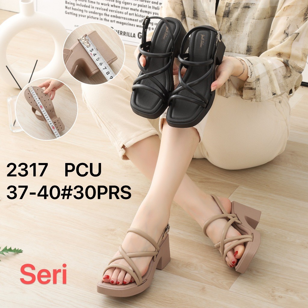 Sandal Wedges Tali Jelly Import Balance Bahan PCU Sandal Tinggi Wanita Murah 2317