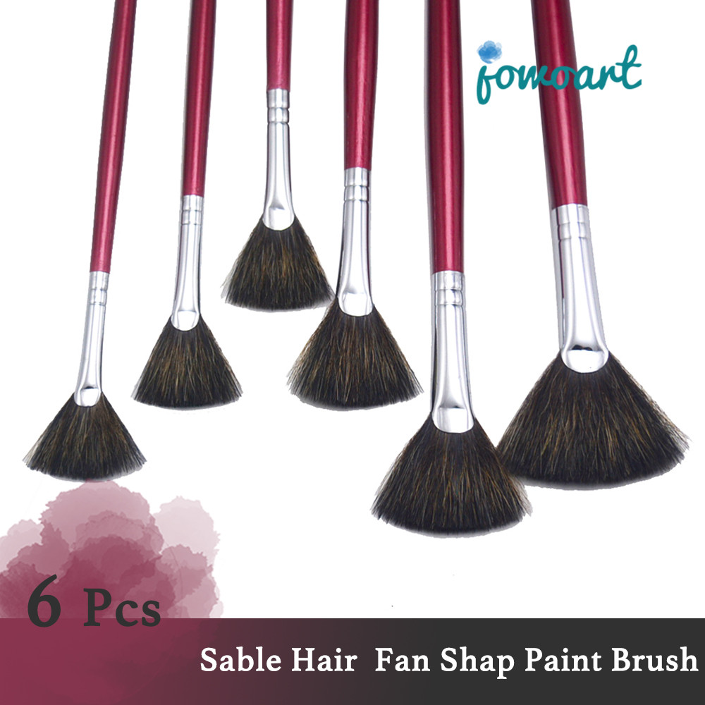 

high-grade sable hair 6pcs/set fish tail fan shape Watercolor gouache acrylic paint pen artist oil painting brush art supplies