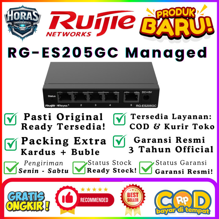 Ruijie RG-ES205GC 5 Port Gigabit Smart Cloud Managed Non PoE Switch