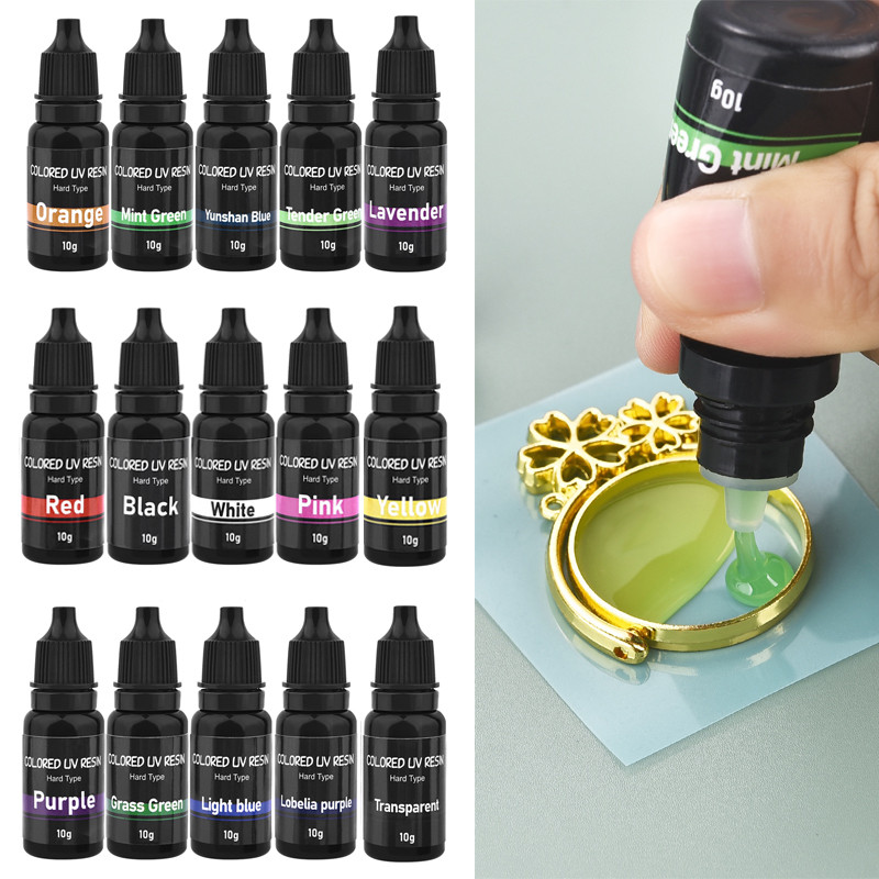 

17 Colors UV Resin Glue 10ml Epoxy Glue Hard Ultraviolet Curing DIY UV Glue Color Resin Jewelry Making Quick Drying Glue Clear