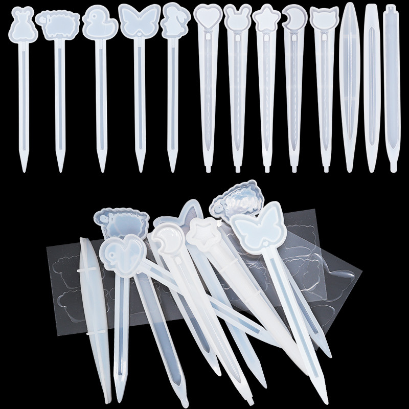 

1/3/5/15/18pcs Handmade Transparent Pen Mold Set DIY Pen Holder Resin Mold Crystal Epoxy Silicone Mold Manual Pen Making Suit