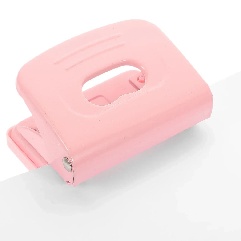 

Scrapbook Adjustable Plastic Embossing Stapler Binder Mini Office Paper Hole Student Tool Accessory Rose Gold Puncher