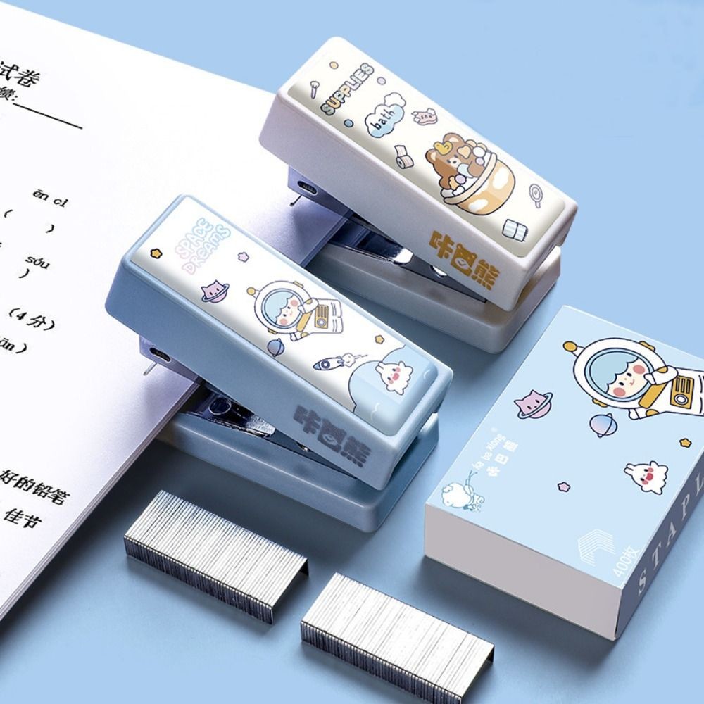 

Cute Plastic Cartoon Metal Stapler Set Metal Stationery Mini Stapler School Office Supplies Gift Binding Tools