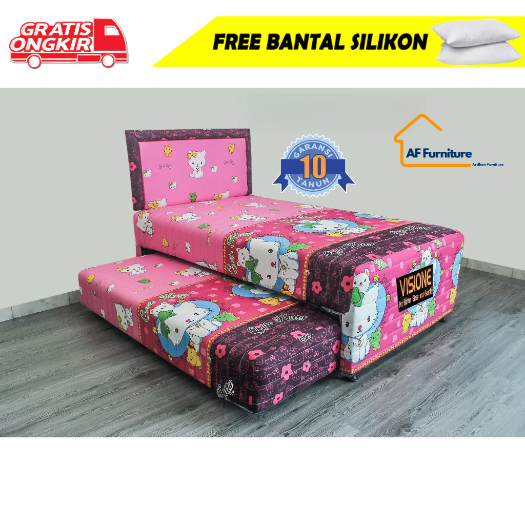 Bed sorong anak two in one manhattan Ms Kids Cute Kitty kasur anak springbed sorong 2 in 1 bed soron