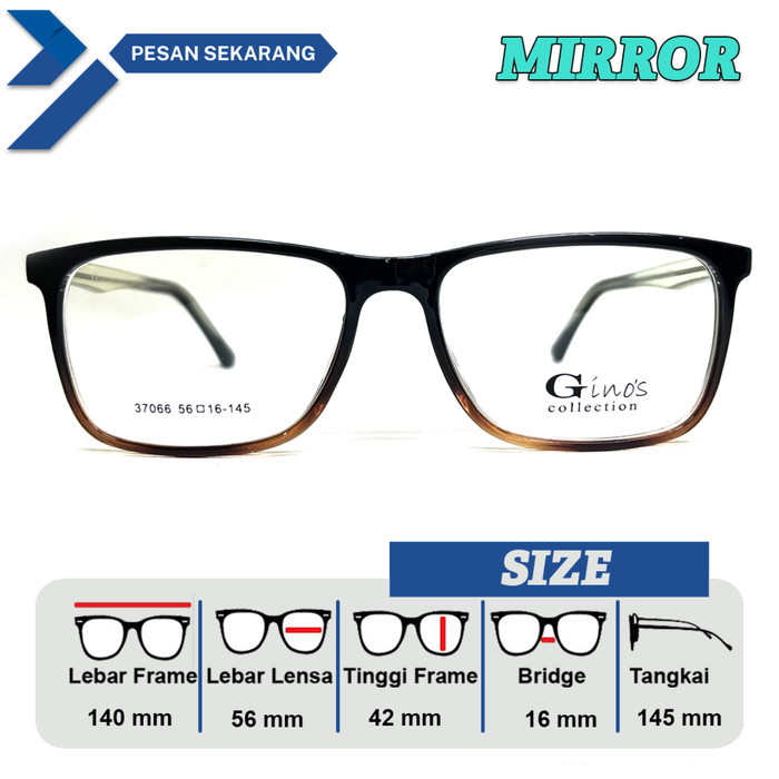 FRAME KACAMATA PRIA/WANITA 37066 LEBAR FRAME 140 SIZE 56 MODEL KOTAK