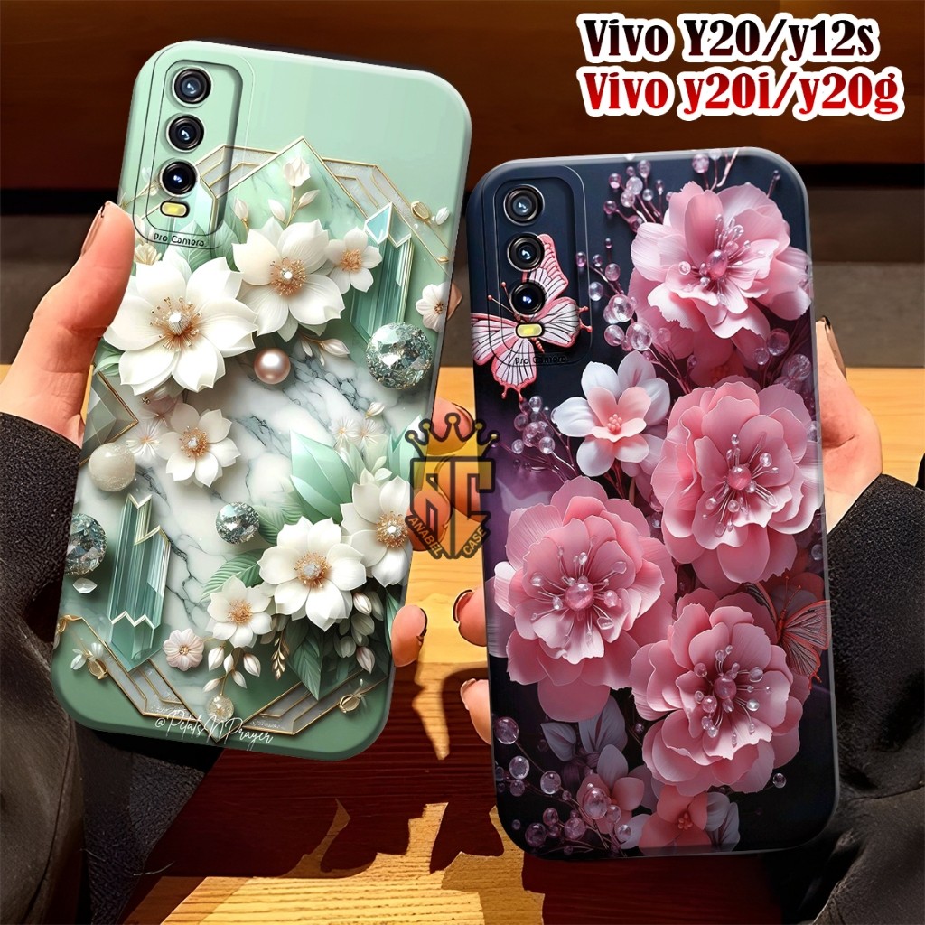 Softcase VIVO Y12S Y20 Y20S Y20A Y20SG Y20I Fashion Case Motif Aesthetic Flower - Case Cantik - Case
