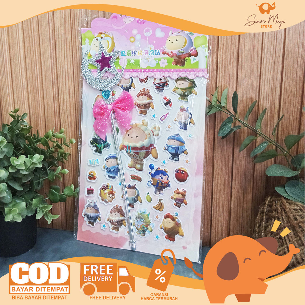 

FANCY Sticker Timbul + Tongkat Peri SYD-EE Stiker Kartun Lucu Murah