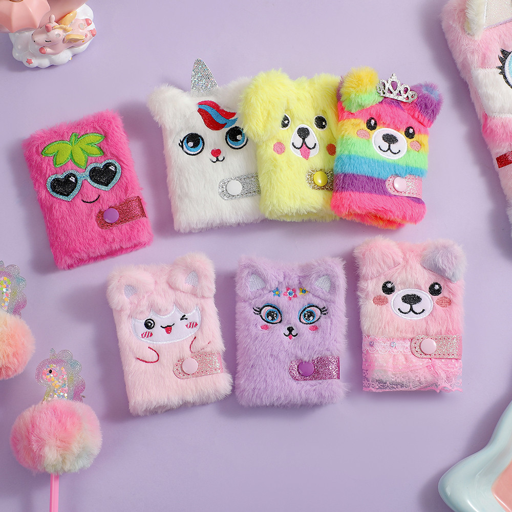 

Children's Cute Cartoon Rabbit Plush Notebook Girl Kawaii Portable Mini Pocket Book Gifts Student Small Diary Book Stationery