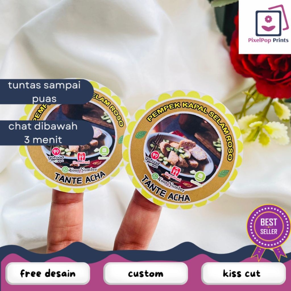 

Opikapip Sticker Chromo Bulat Edisi Pempek Tekwan Makanan Khas Palembang Free Desain Murah Uk.Kecil