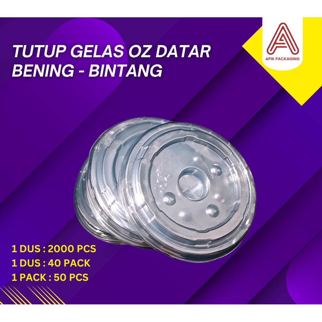 TUTUP CUP GELAS OZ DATAR BINTANG BENING
