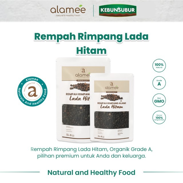 

ALAMEE Lada Hitam Biji Blackpepper Organik Utuh Whole Black Pepper Rempah Rimpang Alami Spice Kebunsubur Kebunsubur
