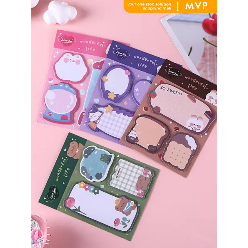 

MVP Sticky Notes Lucu 3 IN 1 Tempelan Kertas Catatan 60 Lembar Notes Kertas Tempel Karakter