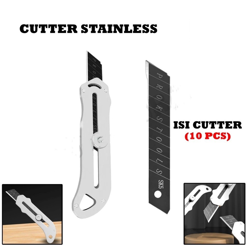 

Cutter Stainless stanless Cuter pisau cutter stanless Multifungsi Unboxing 18 MM Tahan Karat (COD)