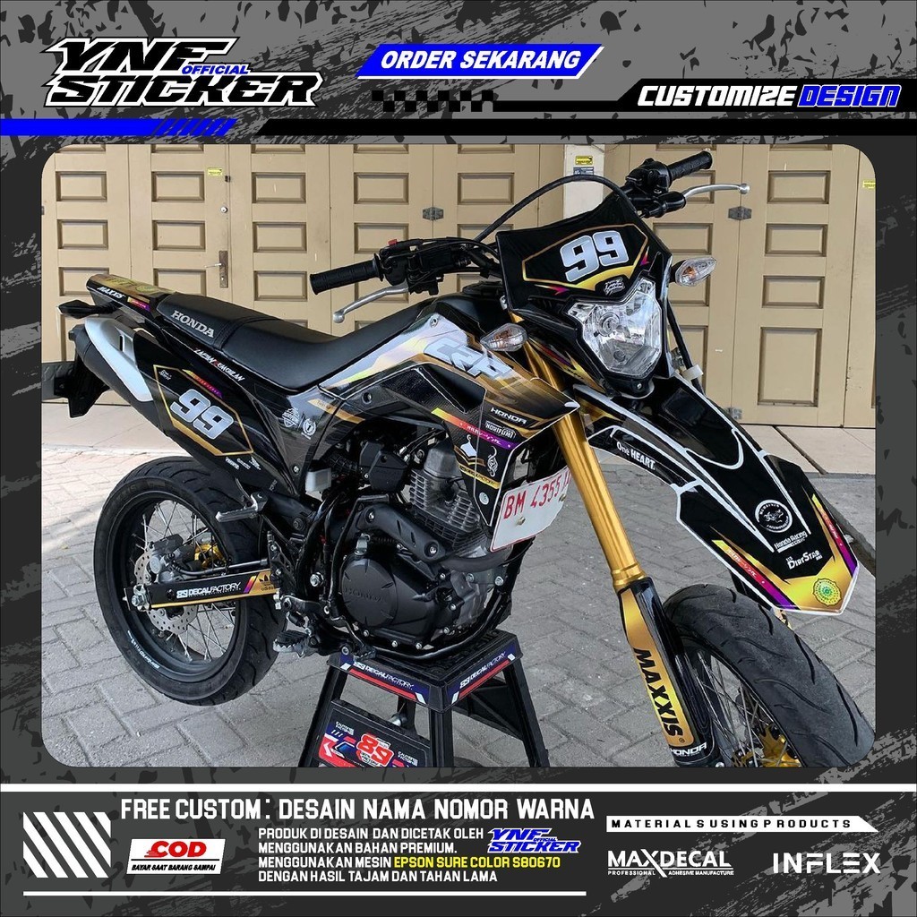 DECAL CRF 150L FULL BODY - DECAL SUPERMOTO MOTO CROSS - DECAL CRF SIMPEL KEREN GOLD EMAS