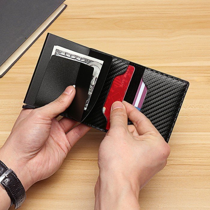 

Dompet Kartu ATM Slider Pop Up Card Holder Anti RFID Blocking Wallet