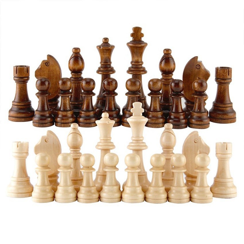 32Pcs Catur Kayu Percasi Internasional Wood Chess