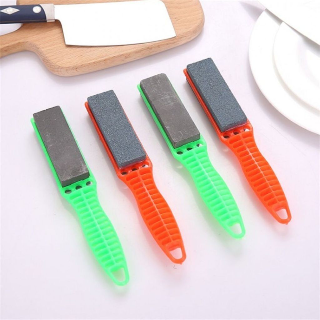 Batu Asah Pisau 2 Sisi Gagang Panjang / Alat Pengasah Penajam Peruncing Gunting Golok Arit Pacul Sab