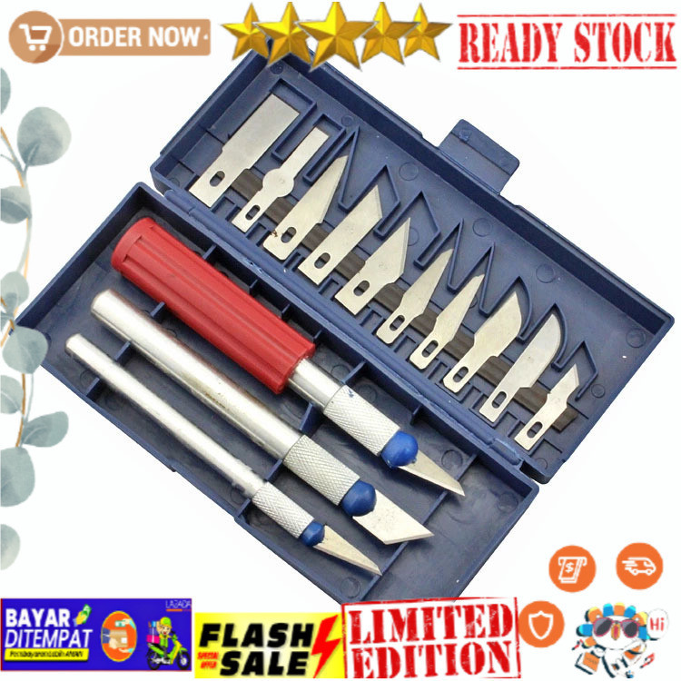 

Set Pisau Ukir Seni 13 in 1 Crafting Art Knife with 3 Handle - A-003