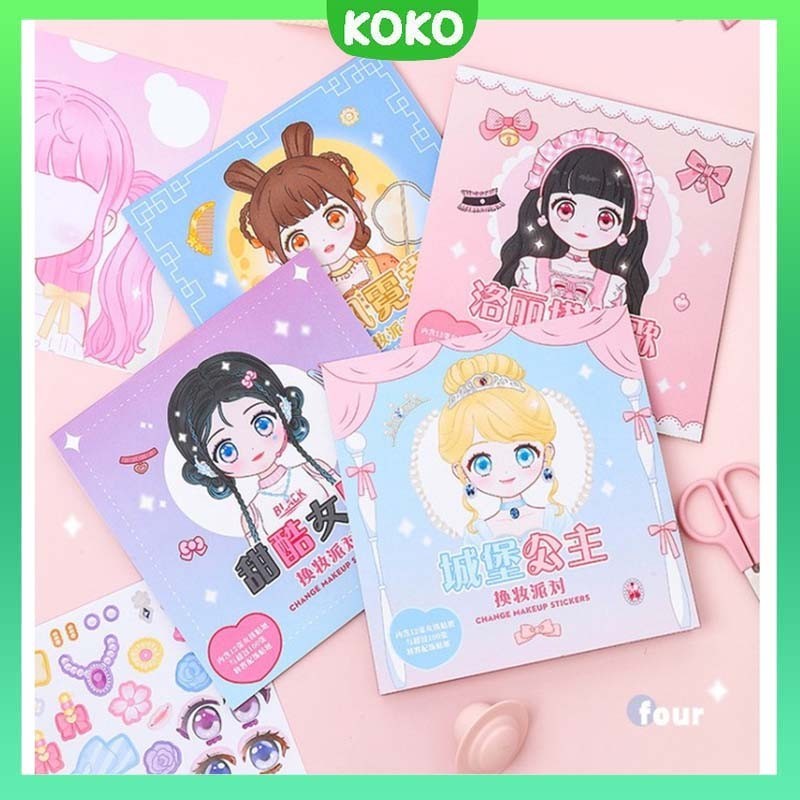 

Stiker Make-up DIY Mainan Keterampilan Merias Wajah / Stiker Rias Model Kartun Jepang