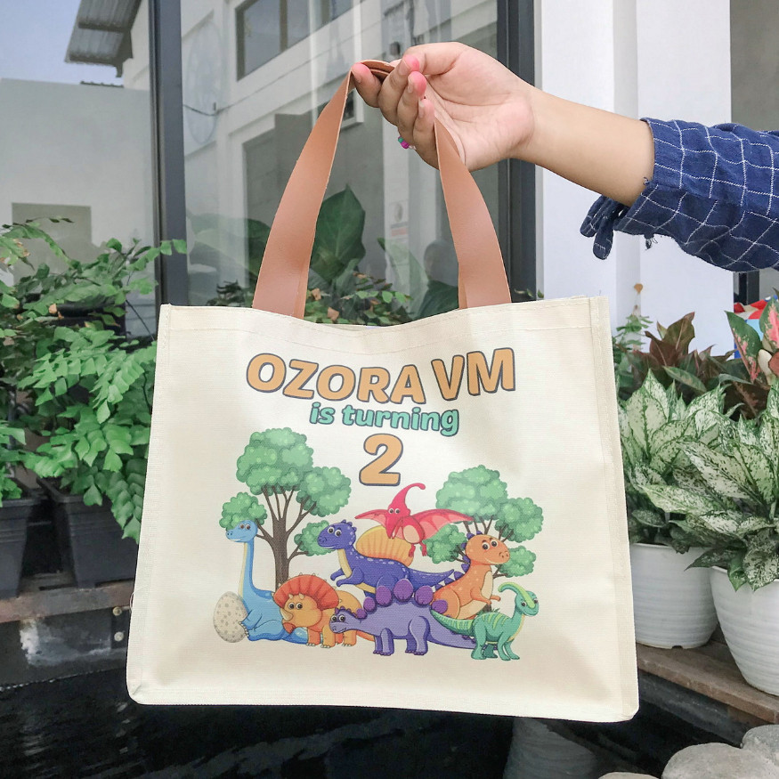 

Terbaru Custom Tas Premium Poliyester Landscape Print Bukan Sablon pegangan kulit Tas Ulang Tahun Souvenir Hampers Ultah