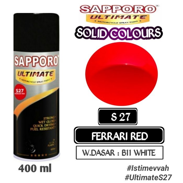 

SAPPORO ULTIMATE S27 FERRARI RED 400ml Cat Semprot Pylok Pilok Pylox