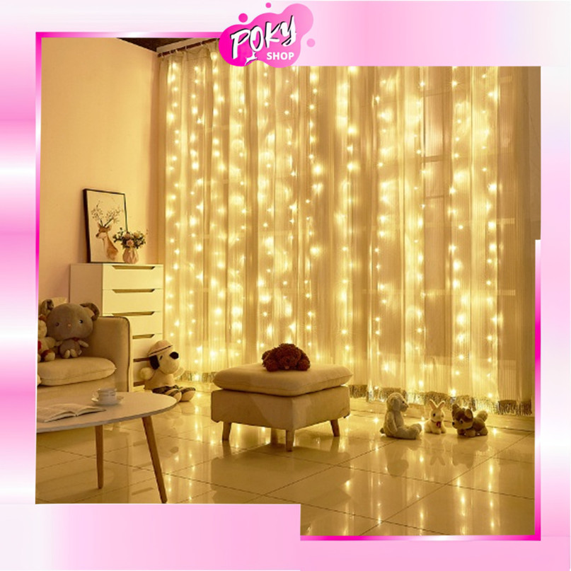 POKY - L5834 Lampu Natal Tirai LED Lampu Hias Tirai Putih / Biru / Ungu / Pink / Tumblr Tirai Lampu 