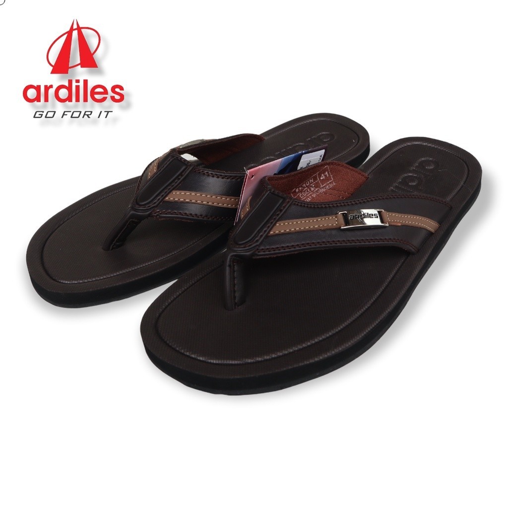 ARDILES Ekron Sandal Jepit Pria Dewasa Coklat Kekinian Sendal Kasual Keren