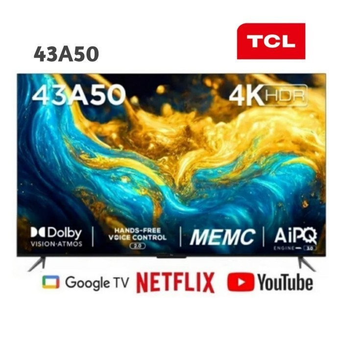 TCL 43A50 4K GOOGLE TV 43 INCH ANDROID 11 DOLBY VISION UHD TV 43 A50