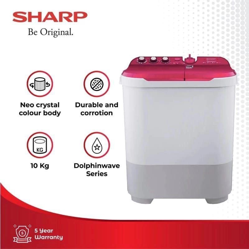 Mesin cuci 2 tabung SHARP dholpinwave ES-T1090 (kapasitas 10 kg)