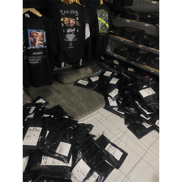 BIGSALE PAKET HEMAT 1 LUSIN / 12pcs / GROSIR KAOS ORIGINAL BRAND LOKAL BANDUNG ALIVE ANGEL / PAKET U