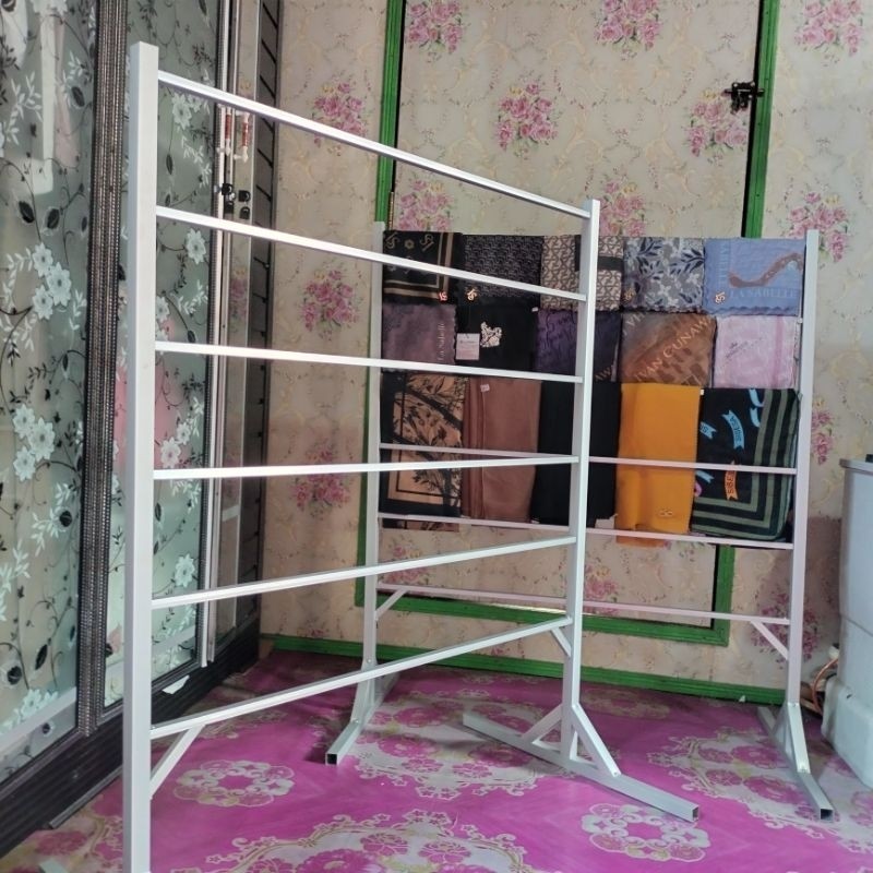 GY76T (FULL ALUMINIUM) Rak Display jualan kerudung/jilbab/Hijab/ Rak gantung/Rak display kertas kado