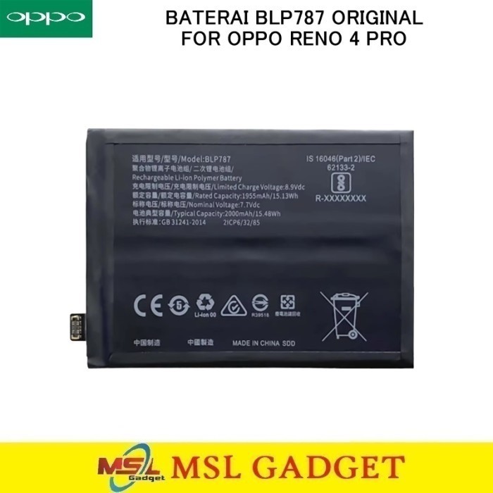 Baterai Oppo Reno 4 Pro / Reno 4 Pro 5G BLP787 Original
