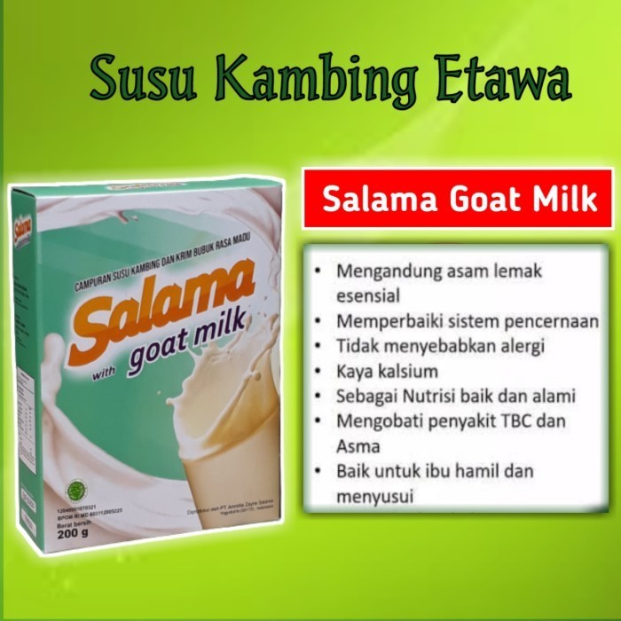 

Susu kambing etawa bubuk untuk pernapasan pencernaan milk salama 200gr susu kambing murni