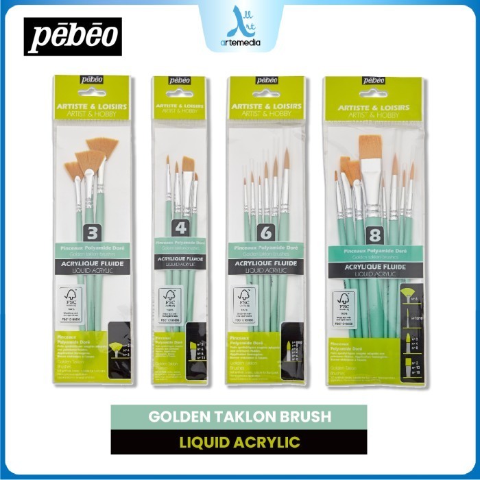 

Pebeo Golden Taklon Liquid Acrylic Brush Set Artist & Hobby Brush