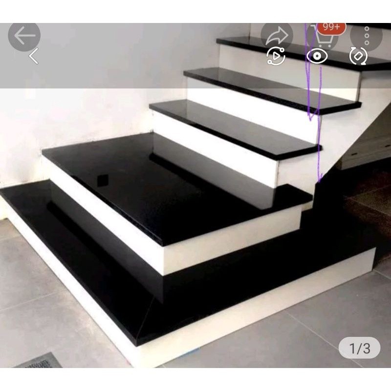 GRANITE/KERAMIK ANAK TANGGA HITAM POLOS ,CUSTOM UKURAN30x80, 30x90, 30x100, 30x120 , LIS/PLIN, DINDI