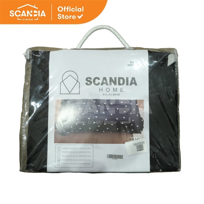 SCANDIA Sprei Set Fitted Sheet Skriva King 180x200 Cm Black Triangle