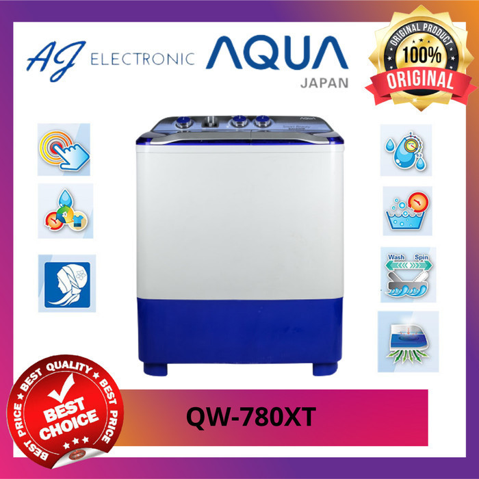 MESIN CUCI AQUA QW-780XT / QW780XT / QW-780 , 2 TABUNG 7 KG