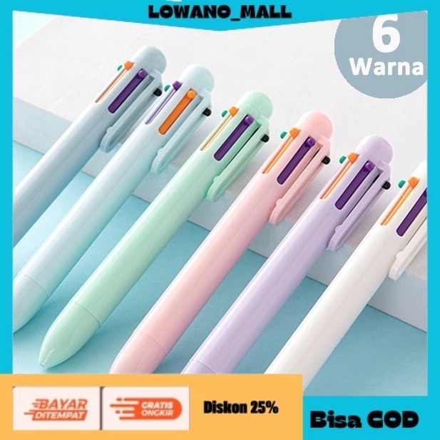 

[[LOWANOMALL6]] TERLARIS Pulpen 6 in 1 Warna Warni Cetek Pena Pen Gel 0.7mm Ballpoint Gel Pen MINT GREEN COD